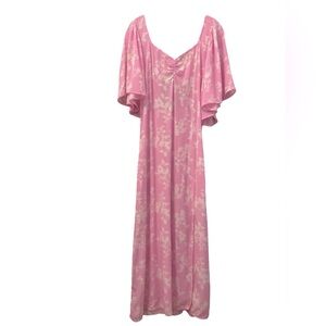 EUC A NEW DAY Pink And White Floral Maxi Dress Flutter Sleeve Size Medium